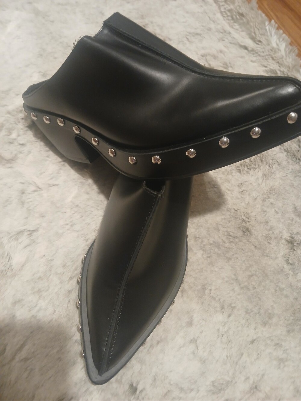 Zara Black Pointed Stud-Trim Slip-On Mules - Picture 4 of 5